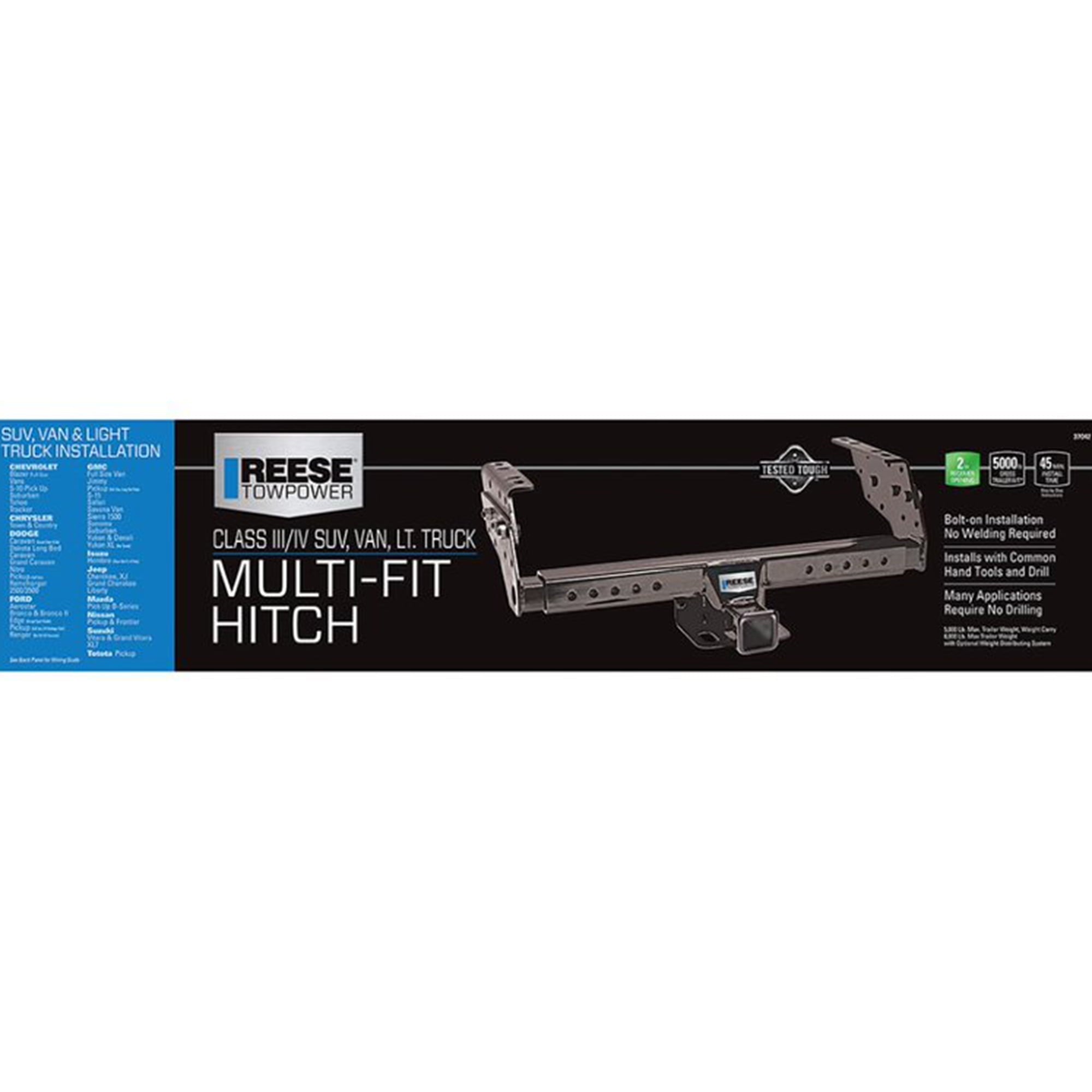 Reese Towpower Class III Trailer Tow Hitch w/ 2 In Receiver Tube