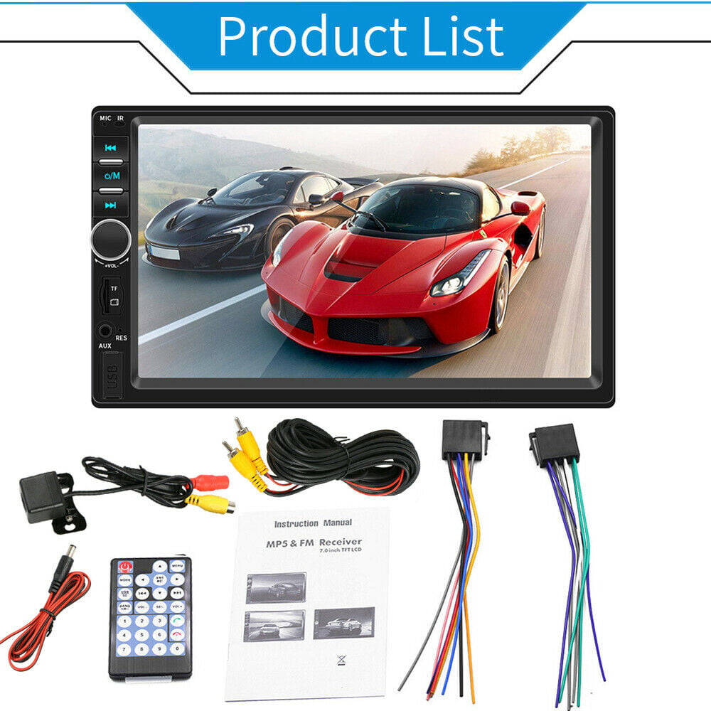 Bileeko 7" Double 2 DIN Car MP5 Player Bluetooth Touch Screen Stereo Radio With Camera