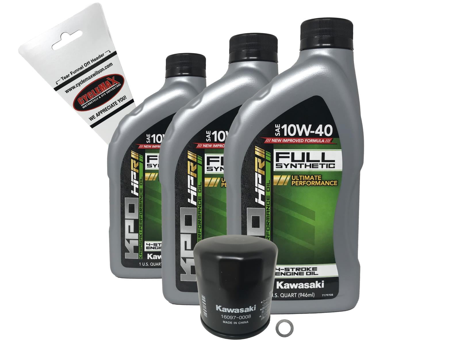 Cyclemax Full Synthetic Oil Change Kit for 2018-2022 Ninja 400 with 10W-40 Oil