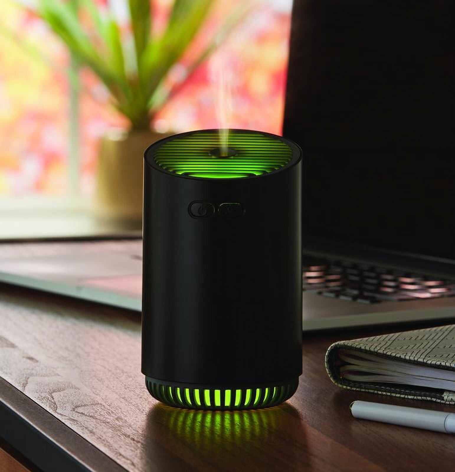 Mainstays Rechargeable Cool Mist Travel Humidifier 320 ml with 7-color LED Lights, MHD-02BLK, Black