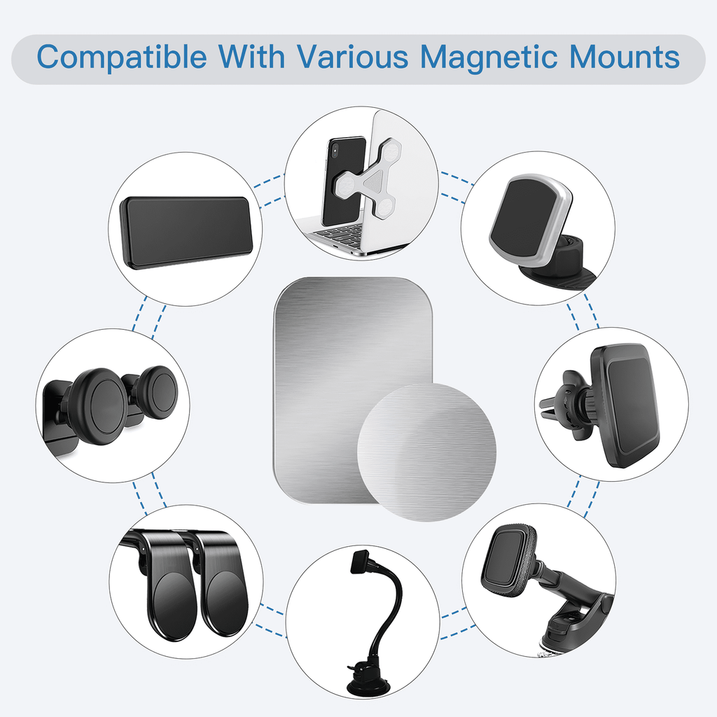 OWLKELA 10 Pack Mount Metal Plate, Phone Magnet Car Mount Holder, Cradle with Adhesive, 4R and 6 Rd