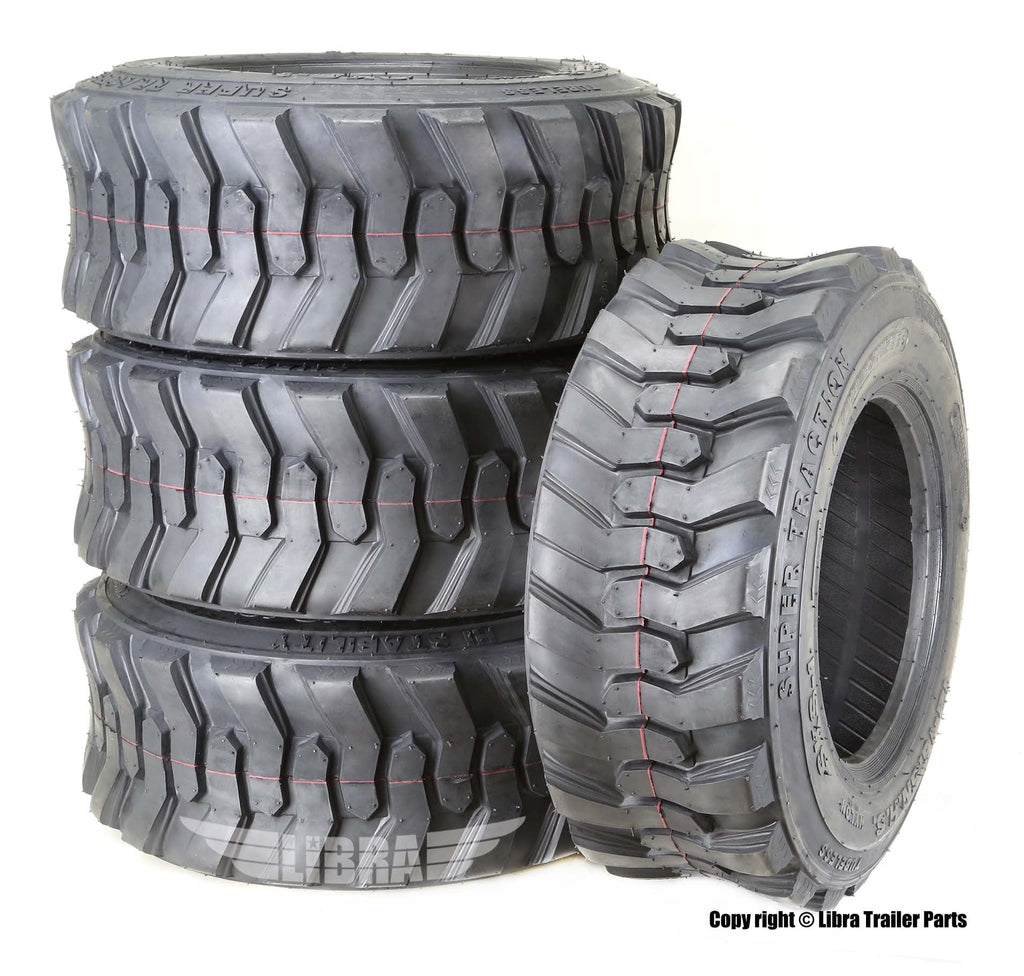 Set 4 New Super Guider Heavy Duty 10-16.5/12PR SKS1 Skid Steer Tire for Bobcat w/Rim Guard