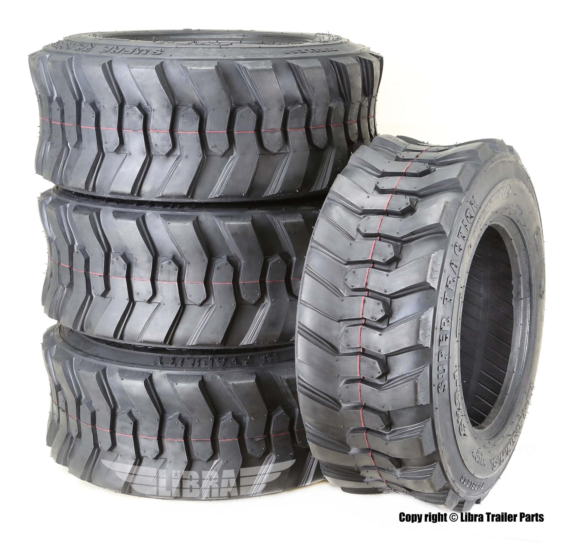 Set 4 New Super Guider Heavy Duty 10-16.5/12PR SKS1 Skid Steer Tire for Bobcat w/Rim Guard