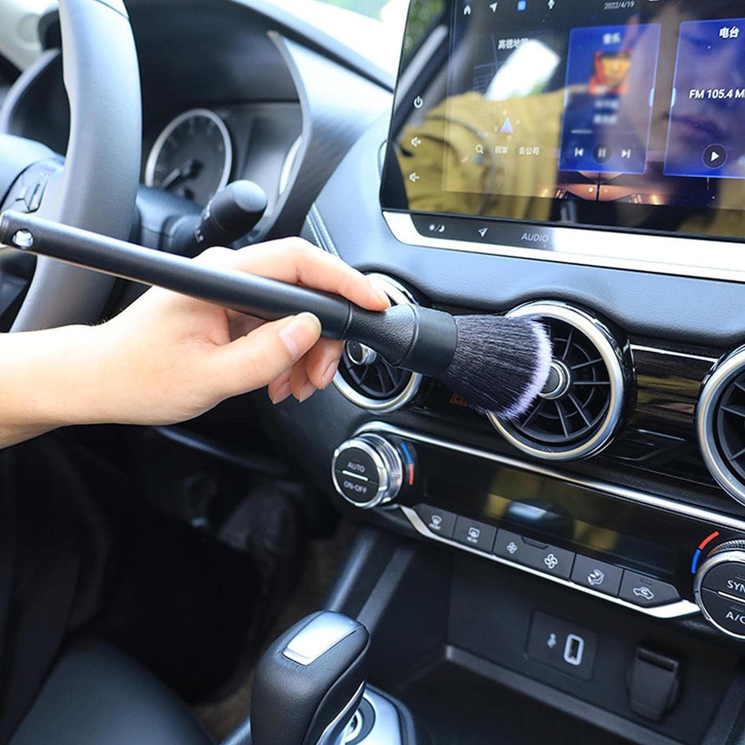 Detailing Brush - Ergonomical Car Interior Cleaning Kit Microfiber,Car Cleaner Auto Instrument Panel Dust Brush for Washing Emblems Wheels Interior Upholstery Air Vents Smashing