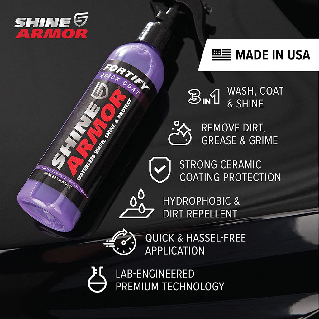 Shine Armor Hydrophobic Ceramic Car Coating Fortify Quick Coat 6.4 oz.