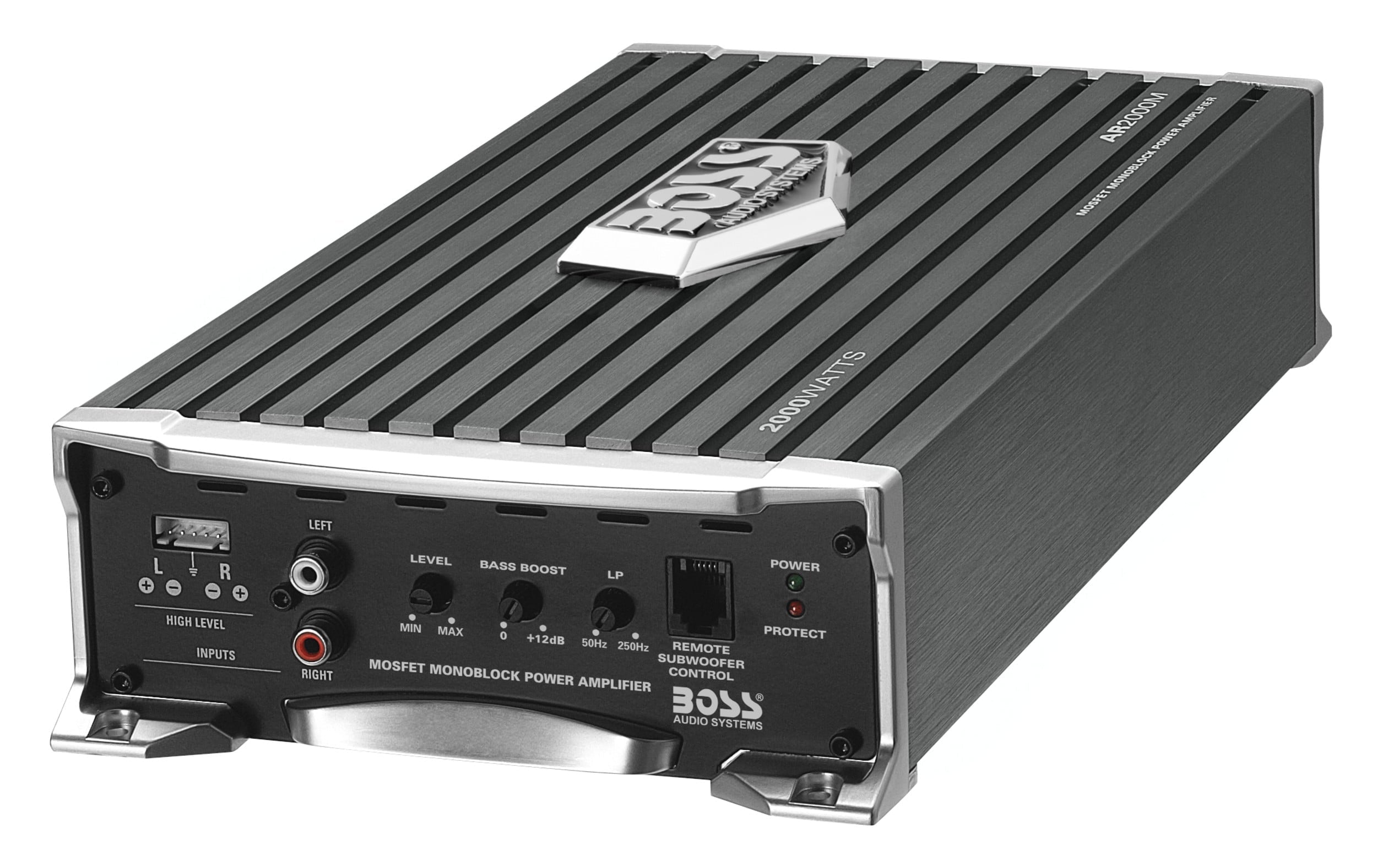 BOSS Audio Systems AR2000M Armor Series Car Amplifier - 2000 High Output, Monoblock, Class A/B, 2/4 Ohm Stable, High/Low Level Inputs, Low-Pass Crossover, Mosfet Power Supply, Stereo