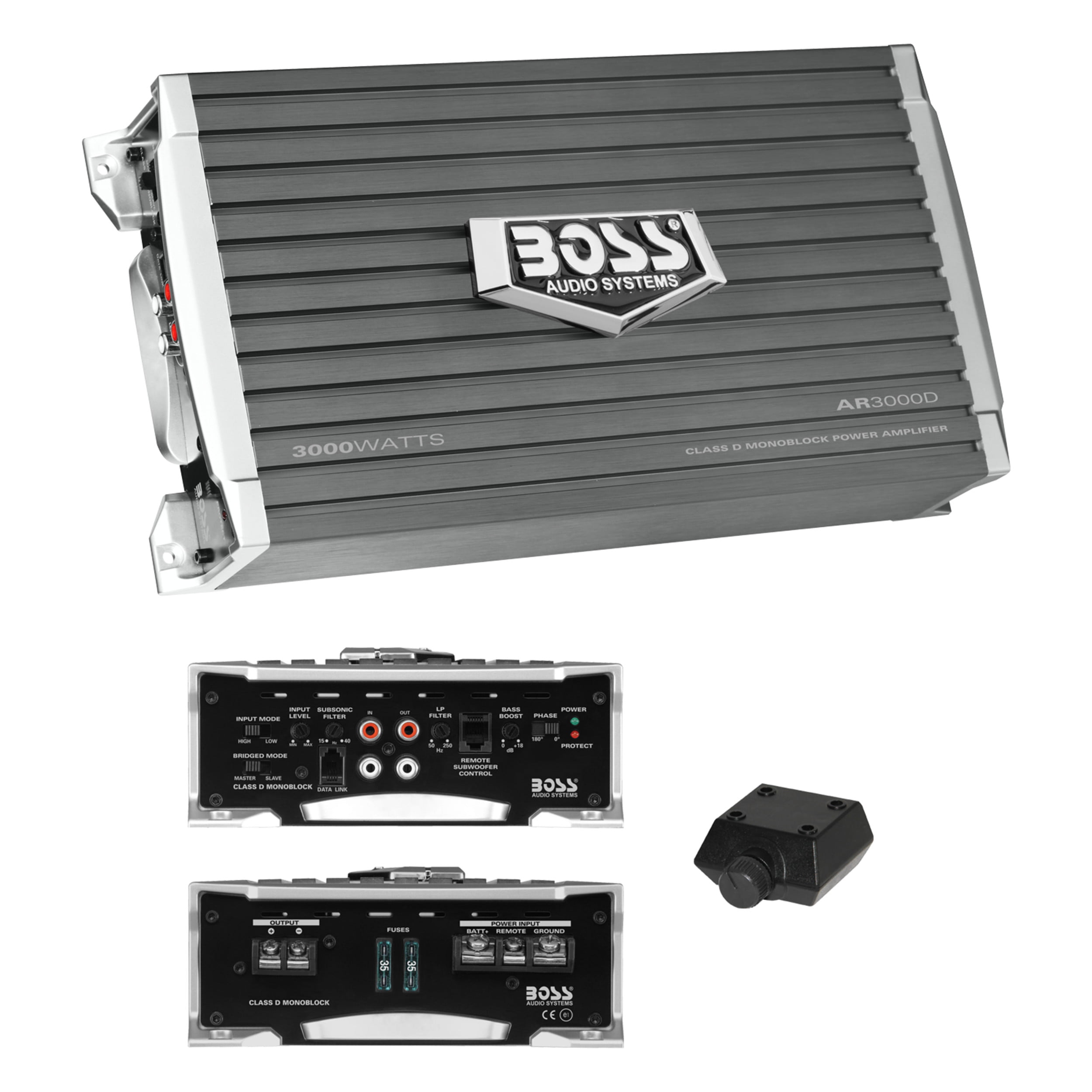 BOSS Audio Systems AR2000M Armor Series Car Amplifier - 2000 High Output, Monoblock, Class A/B, 2/4 Ohm Stable, High/Low Level Inputs, Low-Pass Crossover, Mosfet Power Supply, Stereo