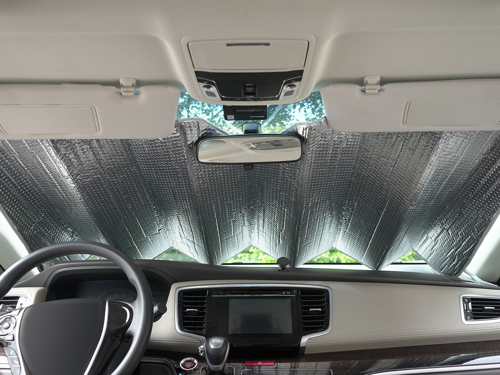 Auto Drive Universal Fit On Most Vehicles' Windshield Silver Accordion Sunshade 1 Pack, 63'' x 28.5''