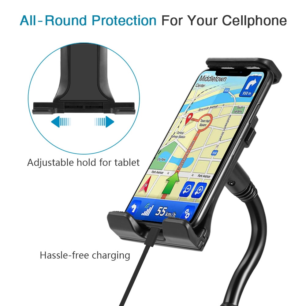 Luxmo Adjustable Long Arm Car Cup Holder Mount Stand Cradle for iPad Samsung Tablet GPS Phon
