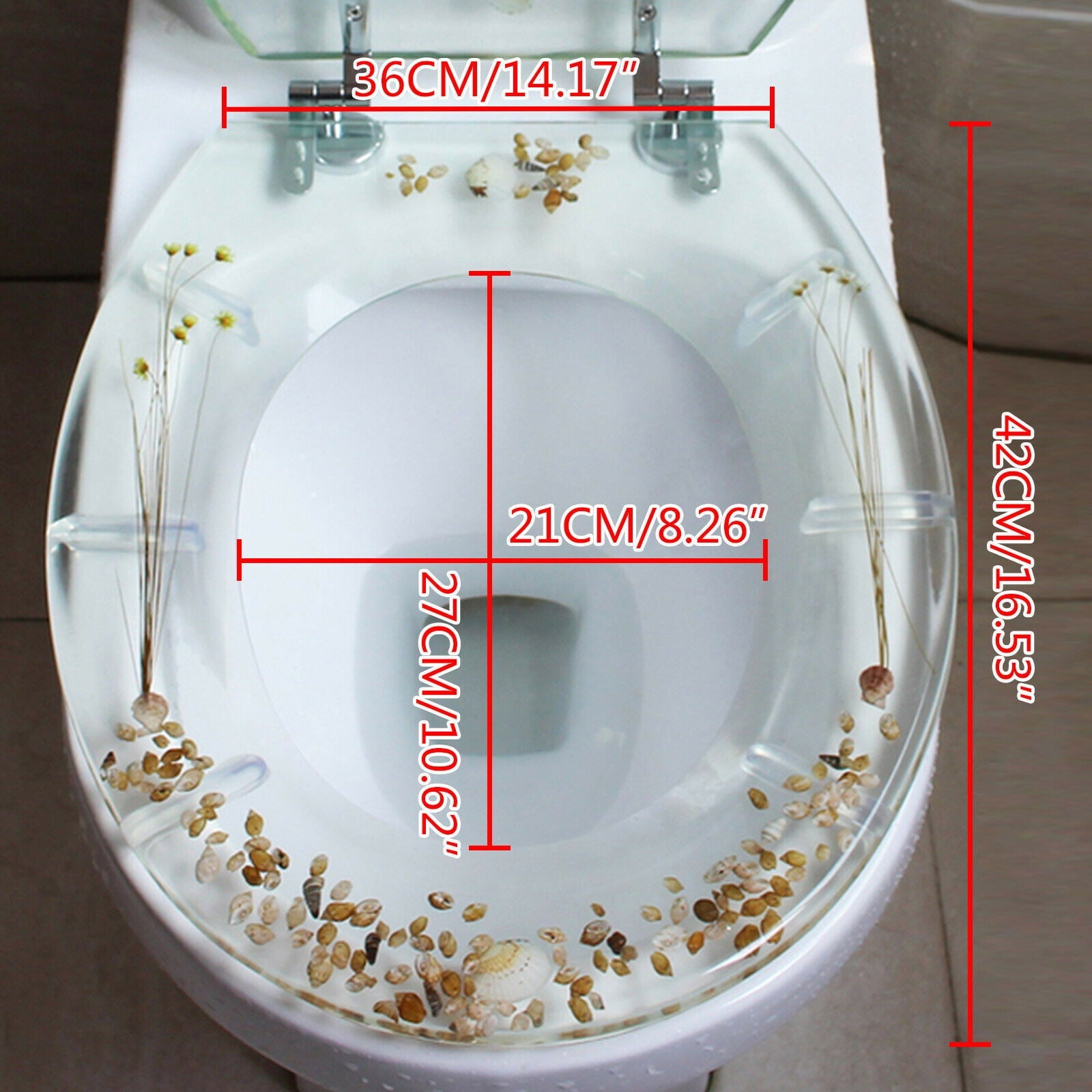 OUKANING Transparent Resin Toilet Seat Shell Decoration Home Bathroom Toilet Durable