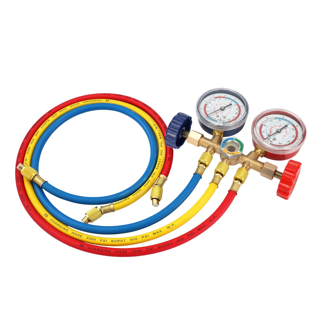 Tomshine Refrigerant Manifold Gauge Set Air Conditioning Tools with Hose and Hook for R12 R22 R404A R134A