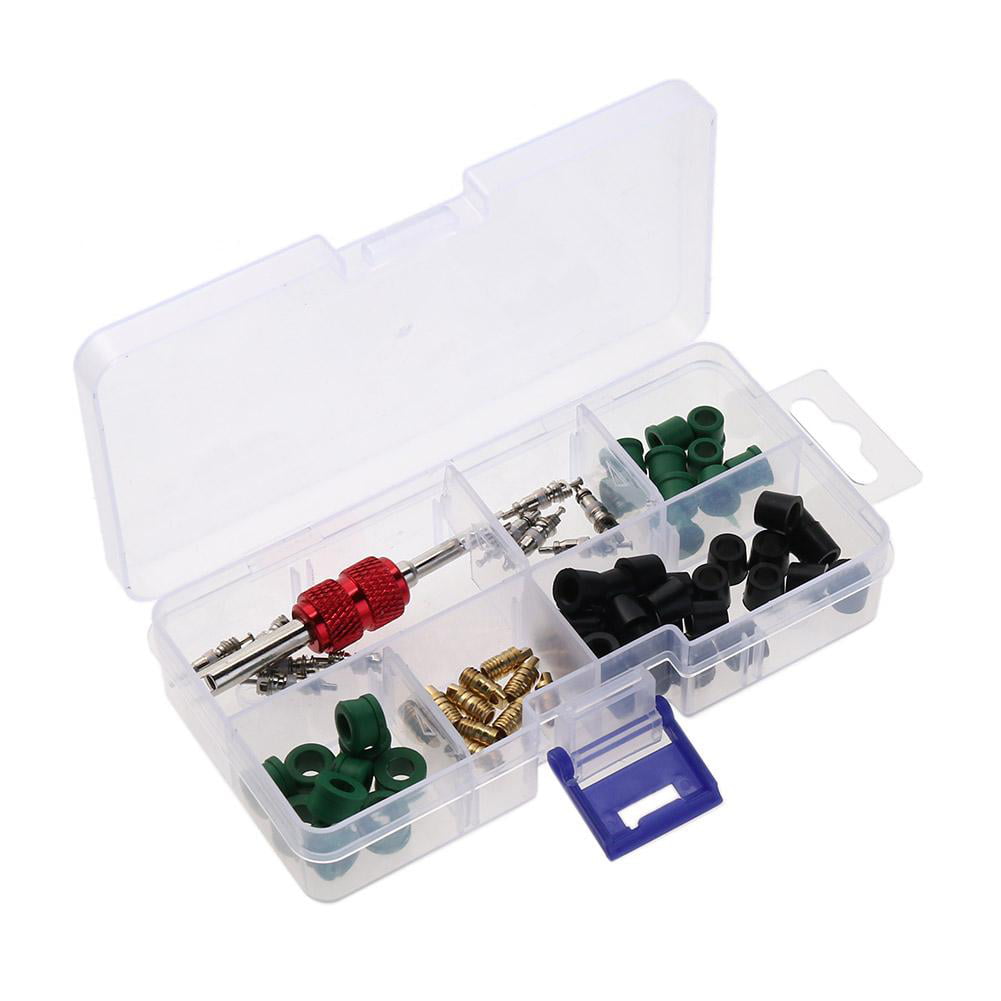 Ltesdtraw 71pcs/set A/C Rubber Gasket+ AC Valve Core+ Remover Tool Assortment Kit