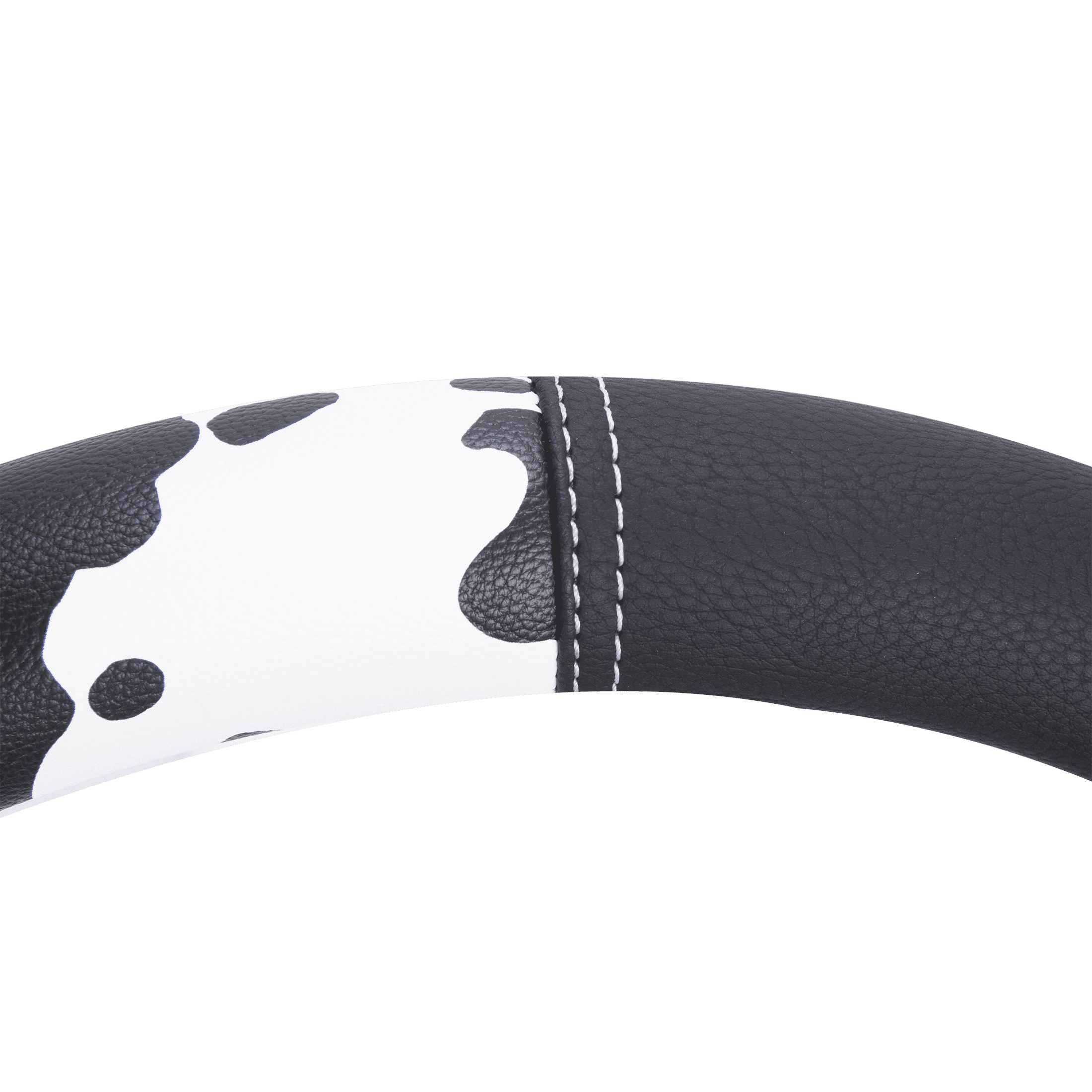Auto Drive Black  White Cow Print Faux Leather Steering Wheel Cover, Universal Fit for Sedans, SUVs