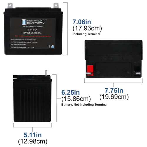 "Mighty Max ML-U1 12V 200CCA Battery for Troy-Bilt 18 HP Lawn Tractor and Mower"
