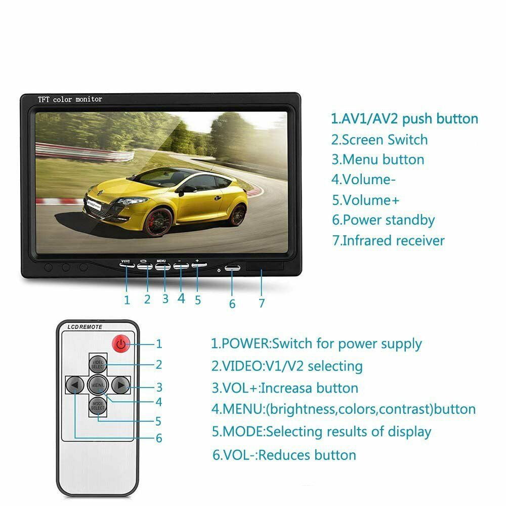 7" TFT LCD Monitor, Wireless Rear View Cams 2.4G Extra Long Range Signal Waterproof Backup Camera with Night Vision Reverse Camera, Vehicle Backup Cameras Kit for Car Truck
