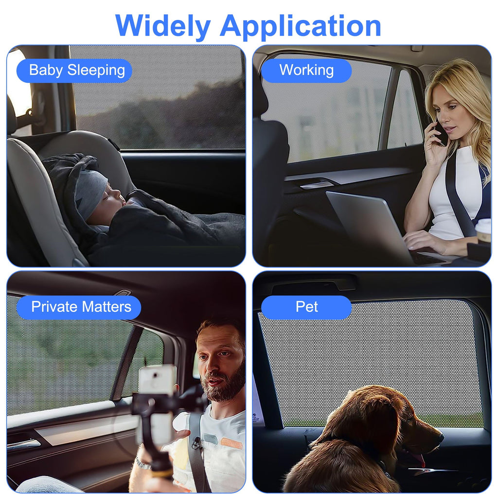 TSV 4Pcs Car Window Sun Shade, Universal Car Window Screens, Breathable Mesh Sun Visor Shades Protect from UV Rays, Sun Glare
