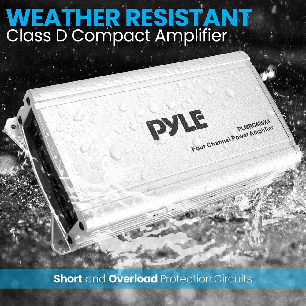 Pyle 4-Channel Weather-Resistant Audio Amplifier System - Class D Compact Designed Suit for Car