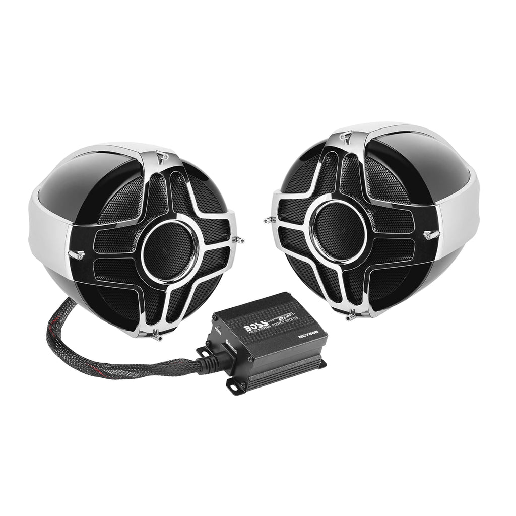 BOSS Audio Systems MC750B Motorcycle Speaker Amplifier, Bluetooth, 4” Speakers