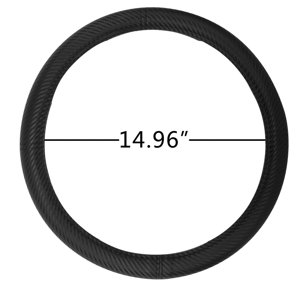 Auto Drive 1PC Steering Wheel Cover Carbon Fiber Black - Universal Fit