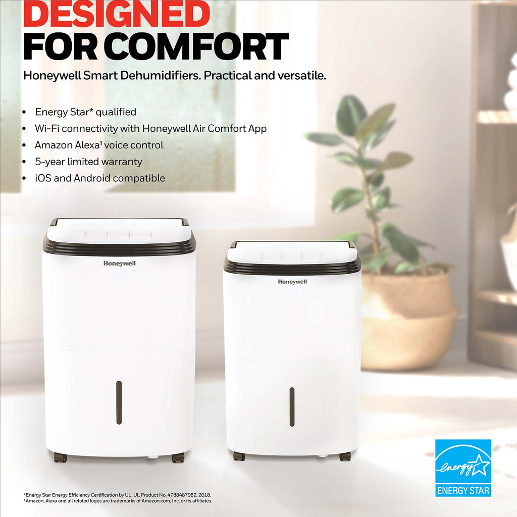 Honeywell 20 pt 1000 sq ft Dehumidifier in White - Smart Technology Capable, Energy Efficient