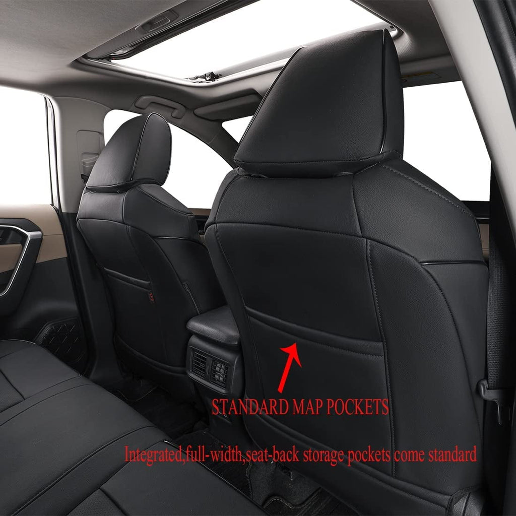 EKR Custom Fit RAV4 Car Seat Covers for Toyota RAV4 Prime,2022 2023 SE Hybrid,XSE Hybrid 2019-2023 - Full Set,Leather (Black)