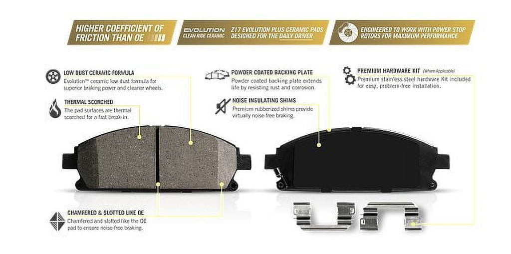 Power Stop Front Stock Replacement Brake Pad and Rotor Kit KOE5608 Fits 2012 Volvo S60