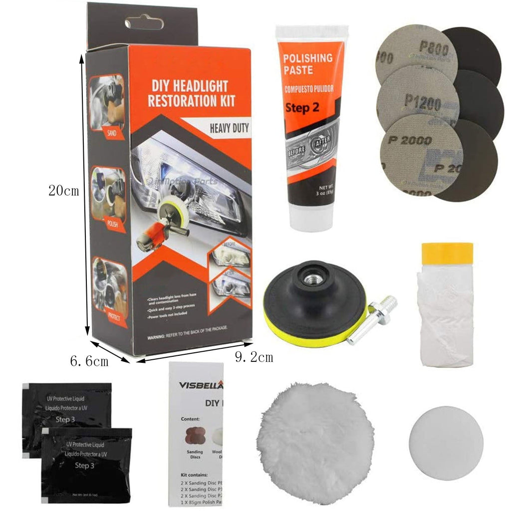 Time and Tru Headlight Preparation Set, headlight Restoration Kit for Car and Motorcycle, Headlight Polishing, scratch Removal, restoration Coating, car Cleaning and Maintenance