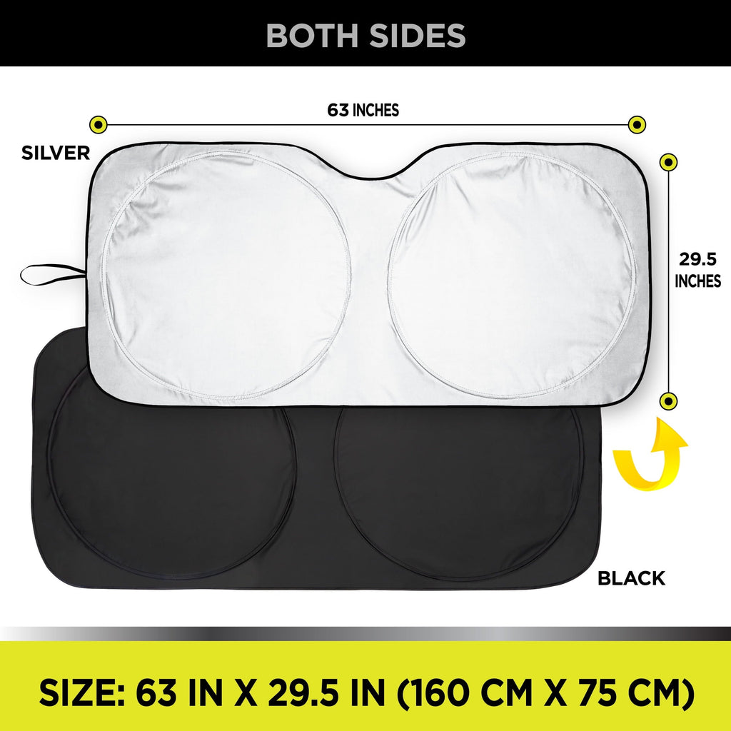 Auto Drive Double Rings Windshield AD22D-83 Twist Sun Shade 1 Pack, 63"x29.5"