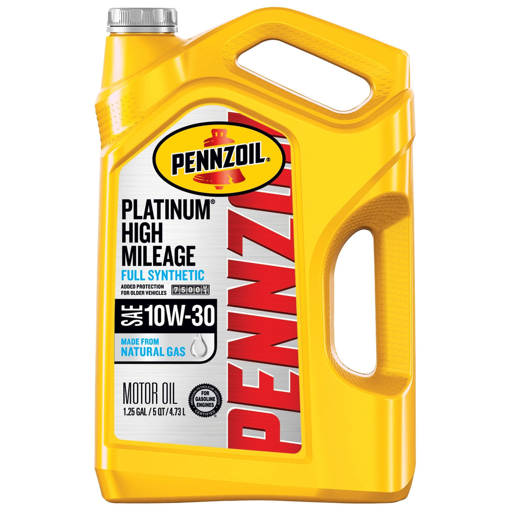 Pennzoil Platinum High Mileage Full Synthetic 10W-30 Motor Oil, 5 Quart