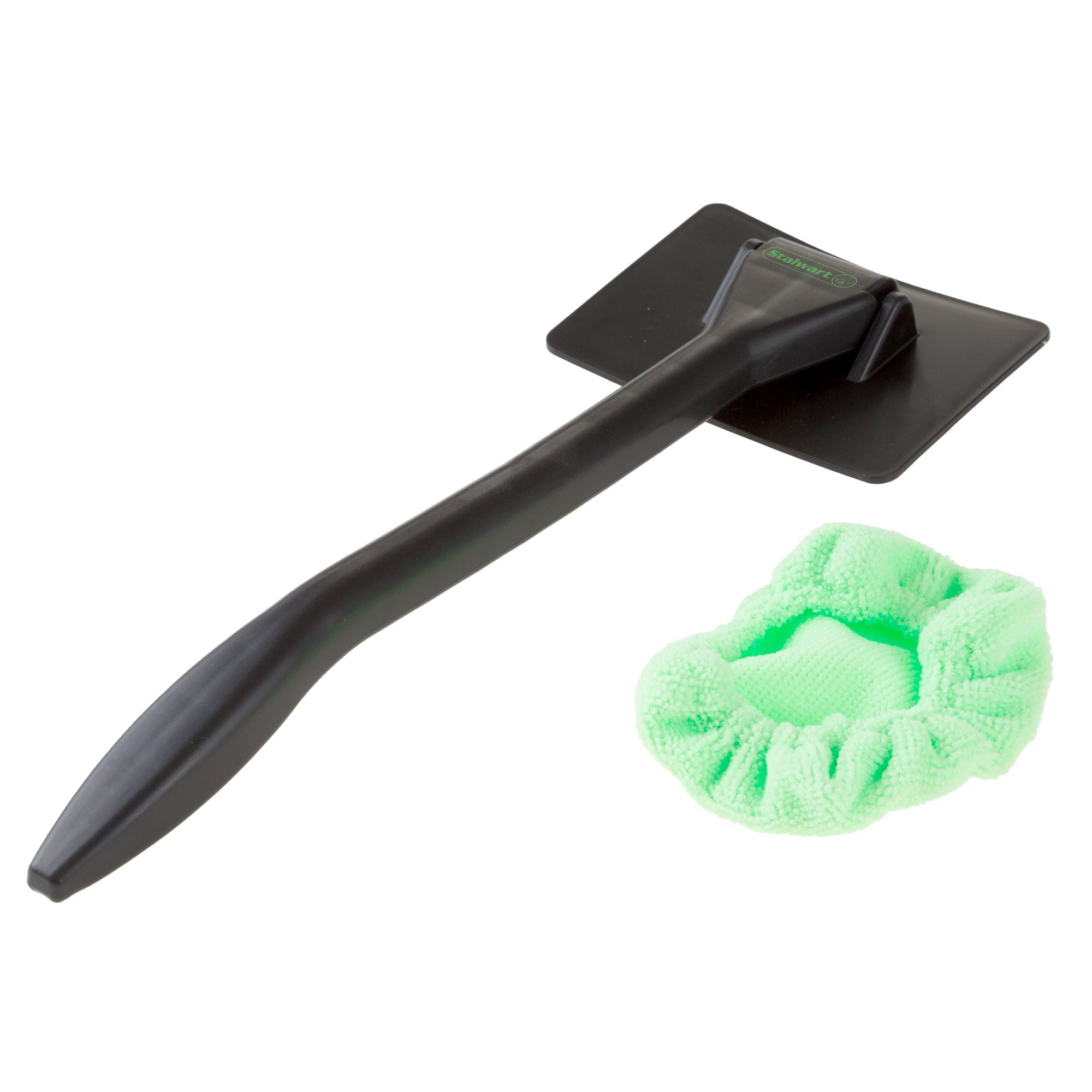 Windshield Cleaner with Microfiber Cloth, Handle and Pivoting Head- Glass Washer Cleaning Tool for Windows By Stalwart (Green)