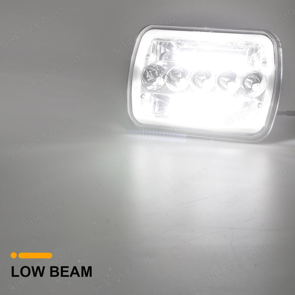 Pair 7x6 5x7 Halo LED Headlights with DRL for GMC Safari C6500 C7500 Topkick