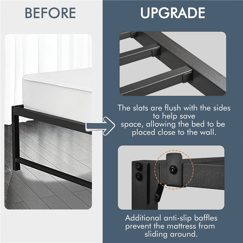 Yaheetech Twin Size Metal Platform Bed Frame with Steel Slat Support, Black
