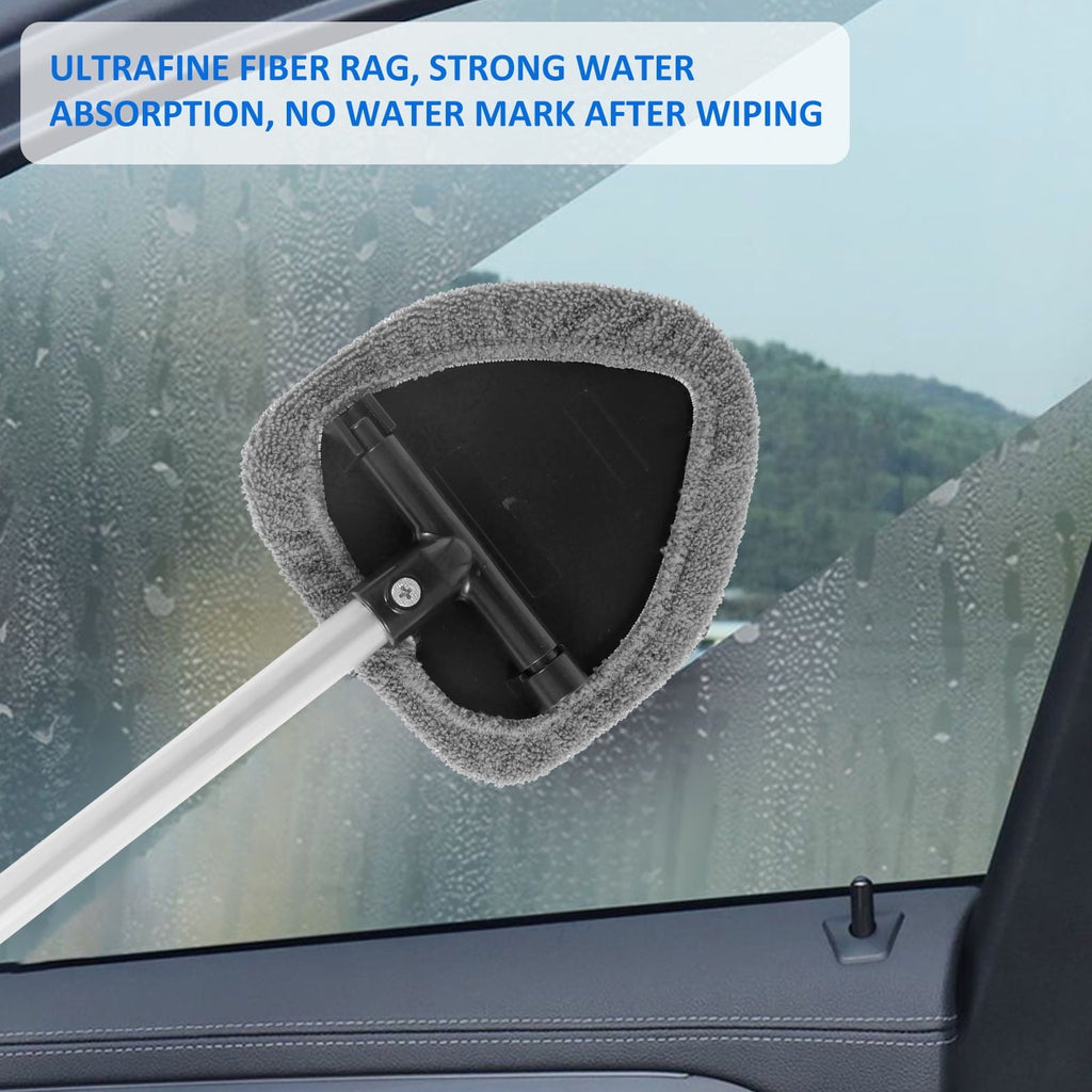 CIVG Windshield Cleaner Microfiber Car Window Cleaner with 4 Reusable and Washable Pads Extendable Handle and Spray Bottle Auto Interior Exterior Glass Wiper Car Window Cleaning Tool Kit