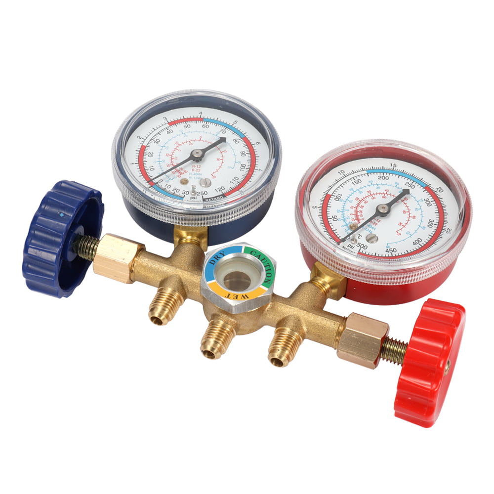 Tomshine Refrigerant Manifold Gauge Set Air Conditioning Tools with Hose and Hook for R12 R22 R404A R134A