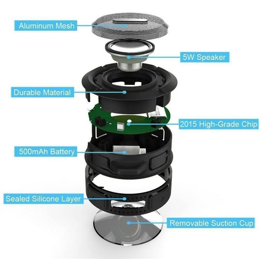C6 Portable Bluetooth Speaker,Wireless Portable Mini Speaker,Waterproof Bluetooth Speaker,Loud HD Sound,Shower Speaker with Suction Cup & Sturdy Hook,Compatible with IOS,Android,PC,Pad