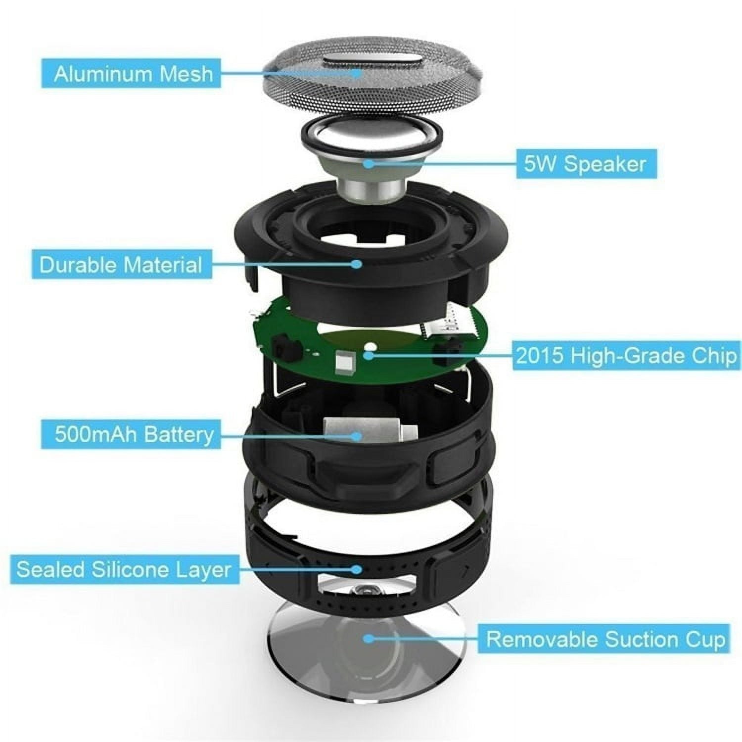 C6 Portable Bluetooth Speaker,Wireless Portable Mini Speaker,Waterproof Bluetooth Speaker,Loud HD Sound,Shower Speaker with Suction Cup & Sturdy Hook,Compatible with IOS,Android,PC,Pad