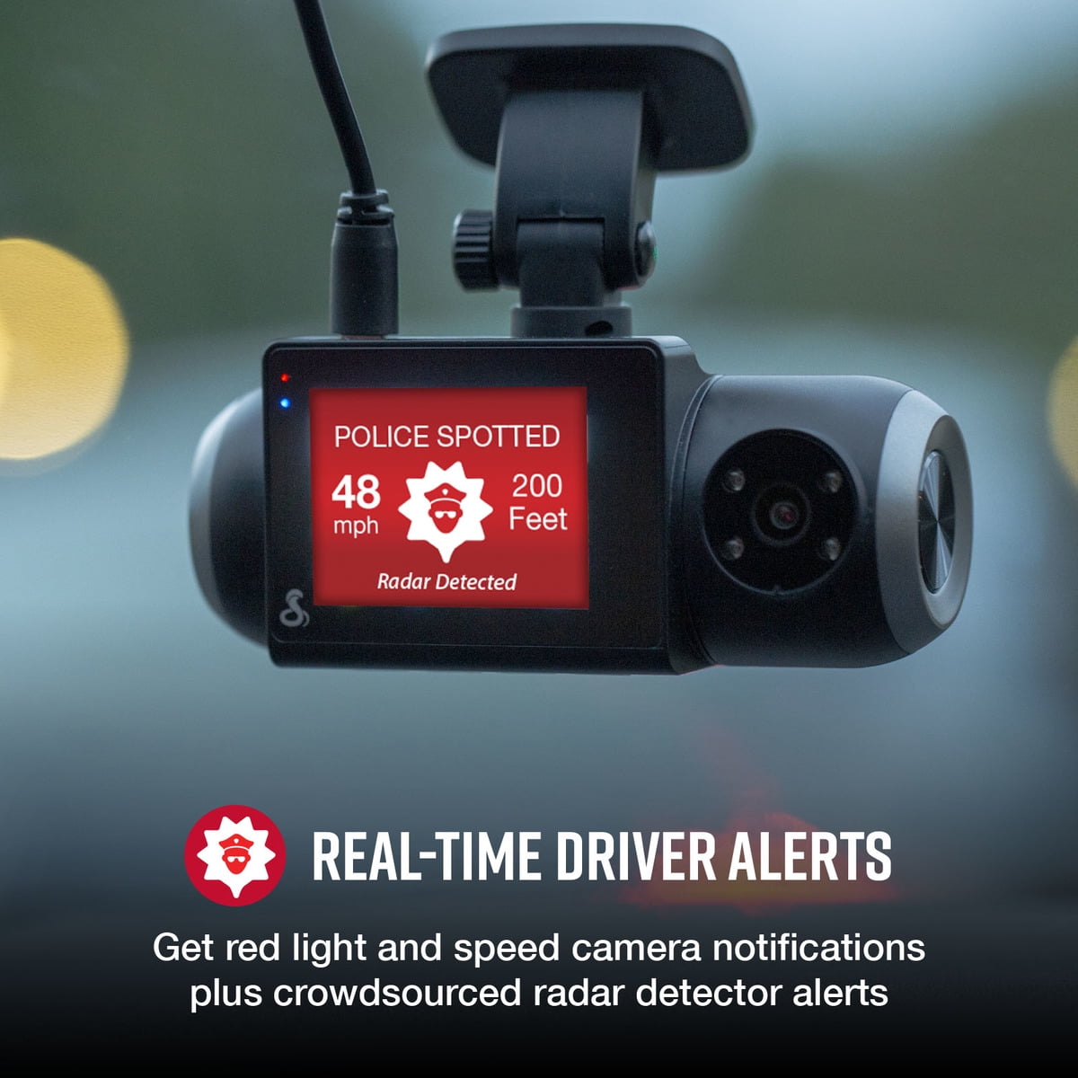 Cobra - SC 201 Dual-View Smart Dash Camera with Built-In Cabin-View l 1080P Resolution l With Night Vision and Real-Time Driver Alerts