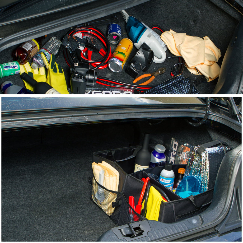 OxGord Auto Trunk Storage Organizer Bin with Pockets (10" Height, 15" Widht, Depth 21")