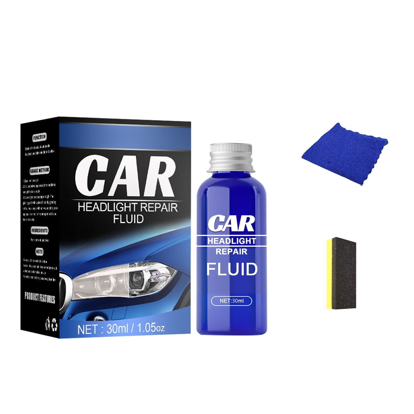 George Headlight Cleaner Headlight Kit Liquid Cleaning10/30/50ML Car Polish Renewals Headlight Cleaning Supplies Set Of Solution With Sponge CCoth