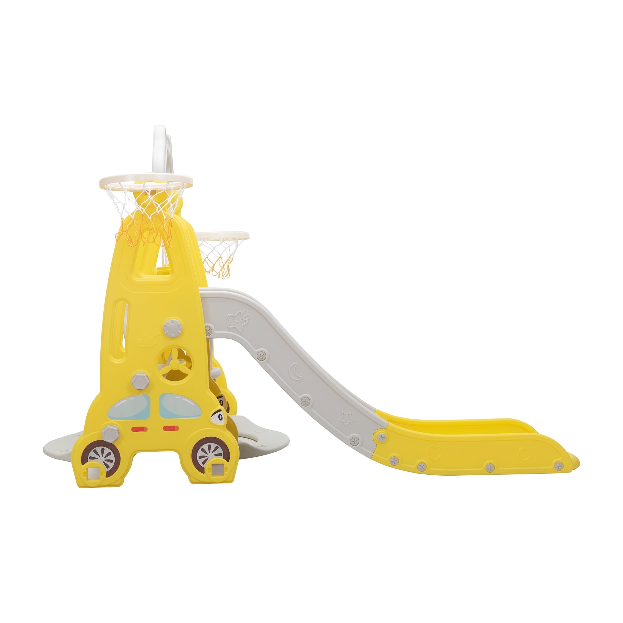 iRerts Toddler Swing Sets with Slide, 5 In 1 Toddler Slide and Swing Set, Kids Play Climber Slide Playset with Basketball Hoop, Climber Slide Playset for Indoor Backyard, Outdoor Toys for Kids 1-8 Age