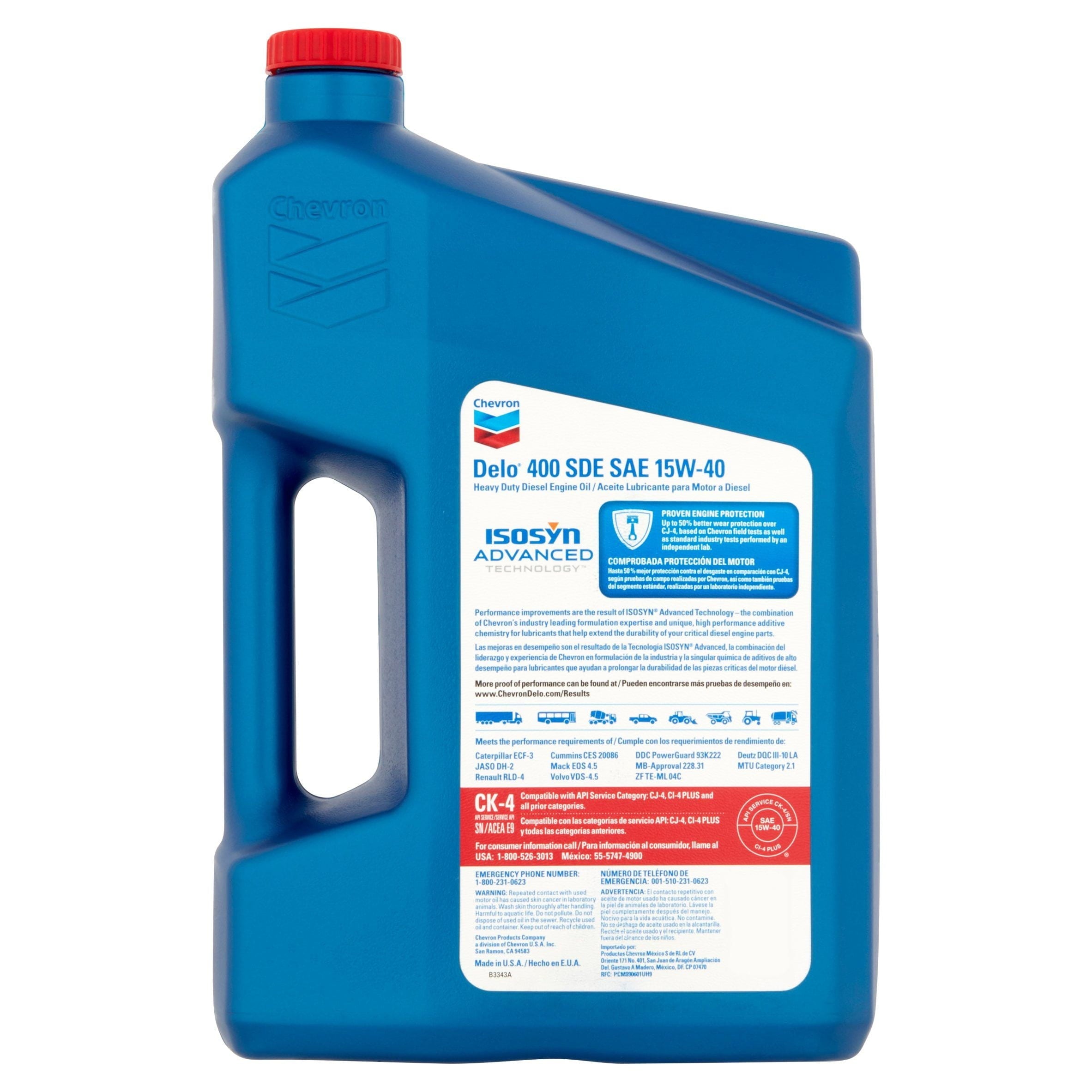 Chevron Delo 400 SDE SAE 15W-40 Heavy Duty Diesel Motor Oil, 1 Gallon