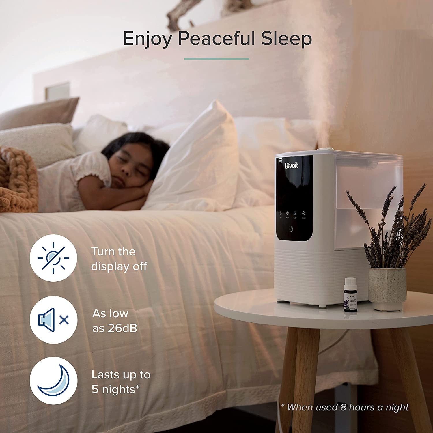 LEVOIT Smart Cool and Warm Mist Humidifiers for Room, Top Fill Vaporizers for Largeroom with Aromatherapy,4.5L,LV450S,White