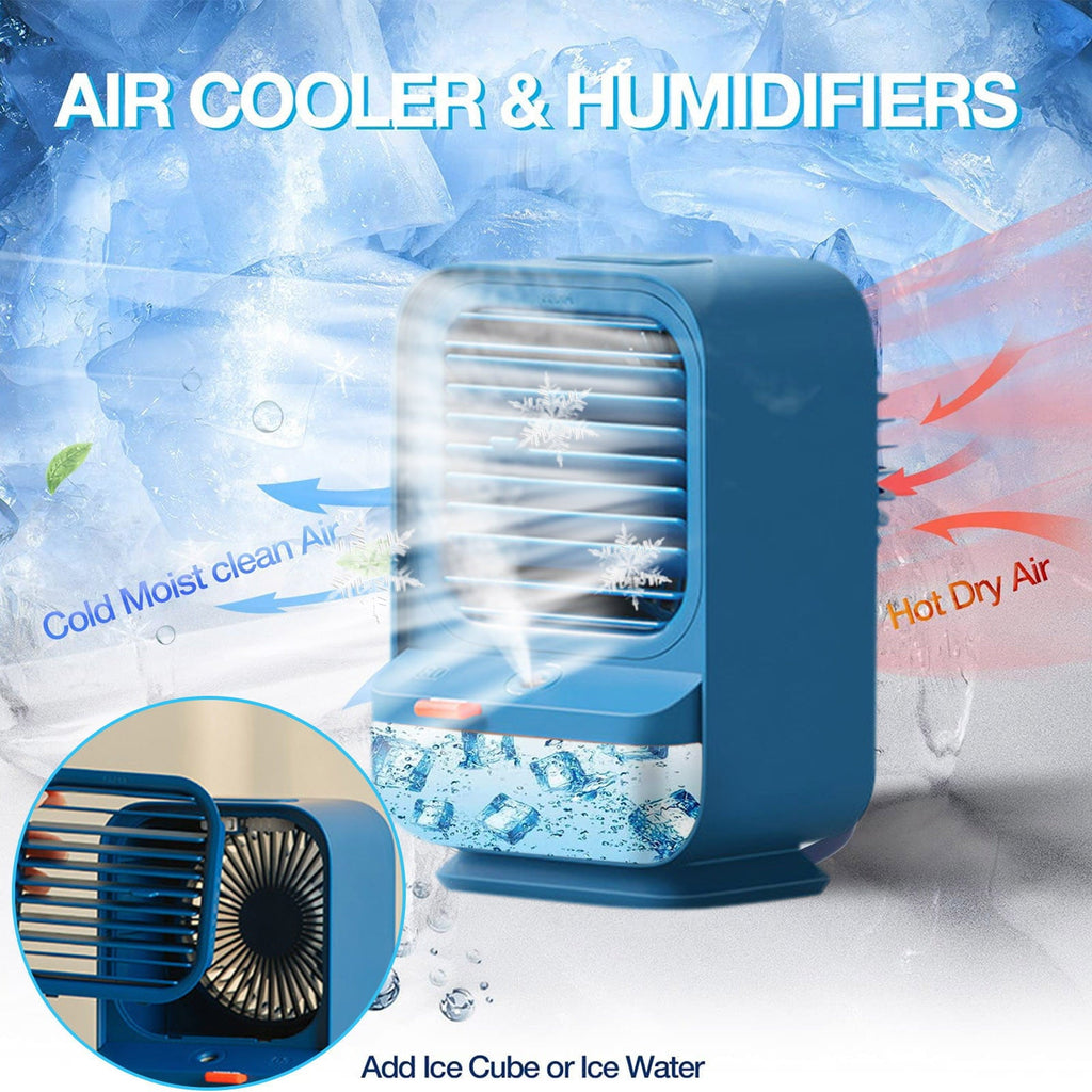 Quiet Oscillating Table Fan Air Conditioner Portable Evaporative Cooler Humidifier Mini Desktop Cooling Fan Tent Fan