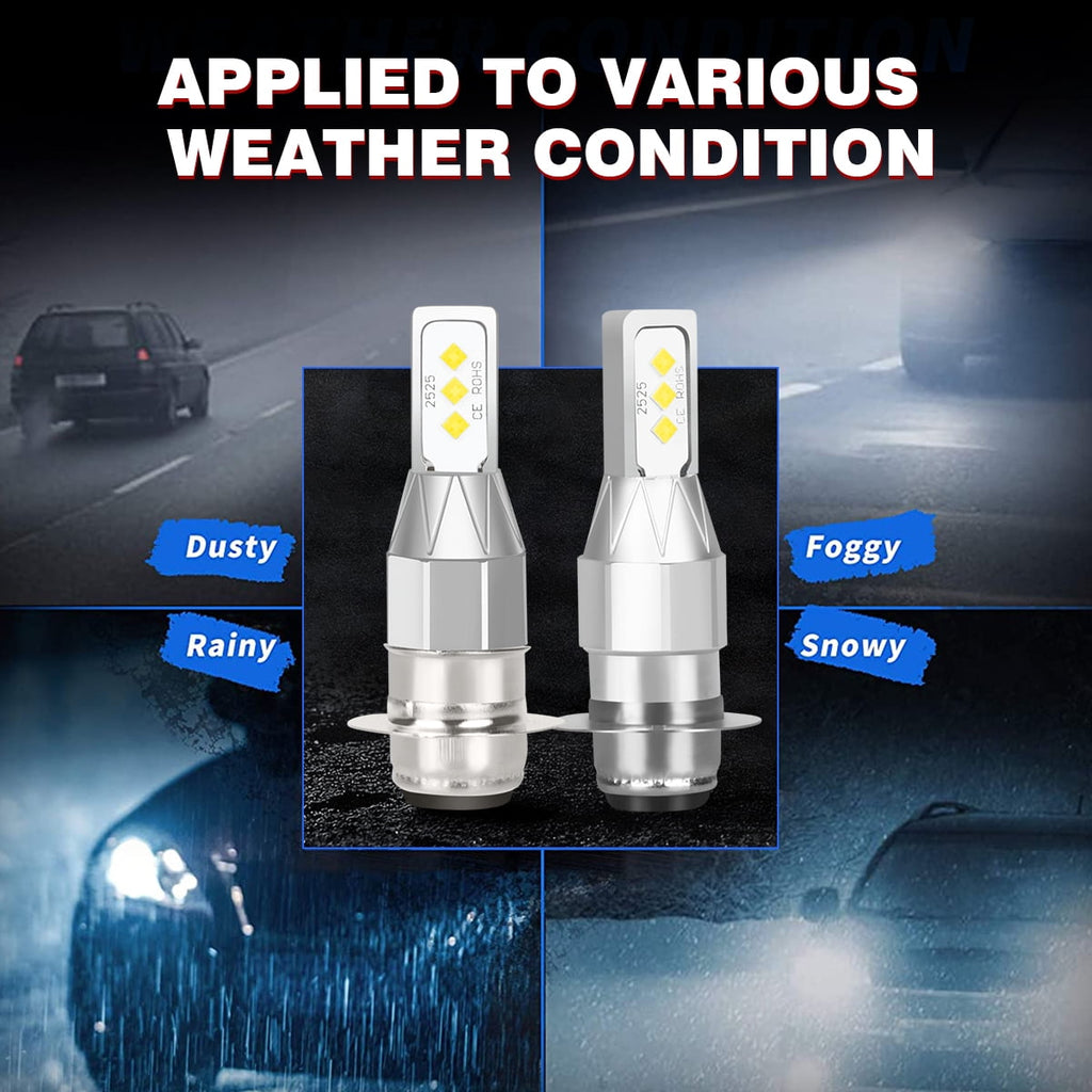 2x H6M LED ATV Headlight Bulb For Honda Suzuki Kawasaki Yamaha 6000K 40W White