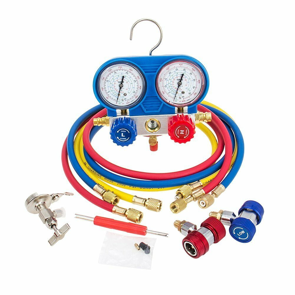 HVAC A/C Manifold Gauges Set Air Refrigeration Kit R134A R410A R22