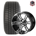 12" Raptor Machined Black Golf Cart Wheels and Tires Combo (205/30-12) Set of 4
