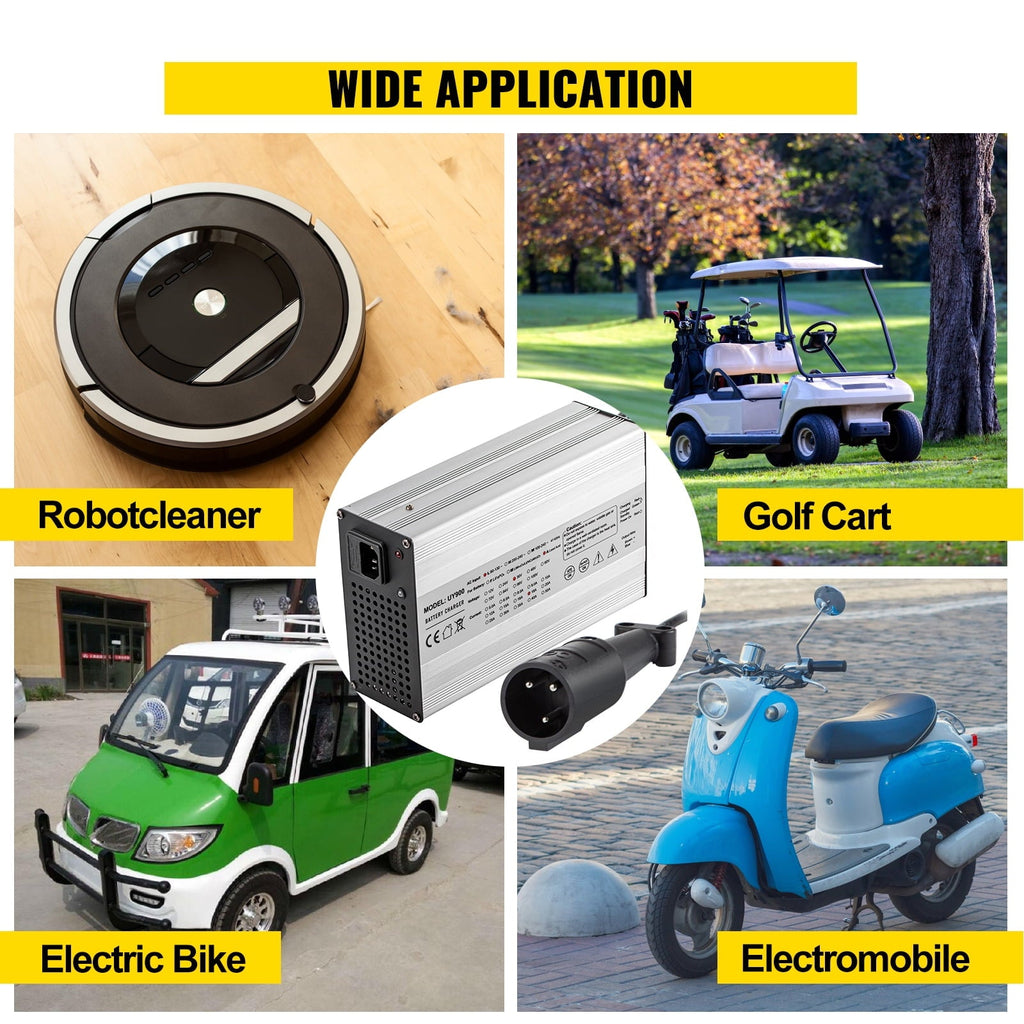 BENTISM Golf Cart Battery Charger48V Club Car Charger 15A Golf Cart Electric Charger 3 Pin Plug Round / LED Club Car Battery Charger Aluminum Shell Power Wise Golf Cart Battery Charger