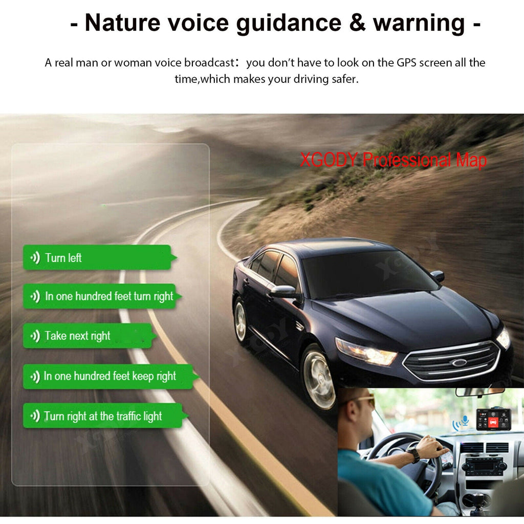 7 inch XGODY Truck GPS Navigation for Car 256M+8G Trucker GPS for Car Sat Nav, Latest 2023 Map(Lifetime Free Update) Sun Visor