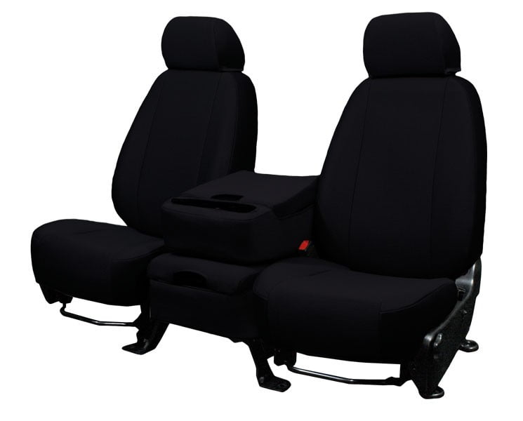 CalTrend Front 40/20/40 Split Bench SportsTex Seat Covers for 2019-2023 Chevy/GMC Silverado|Sierra 1500-3500 - CV614-01GG Black Insert with Black Trim