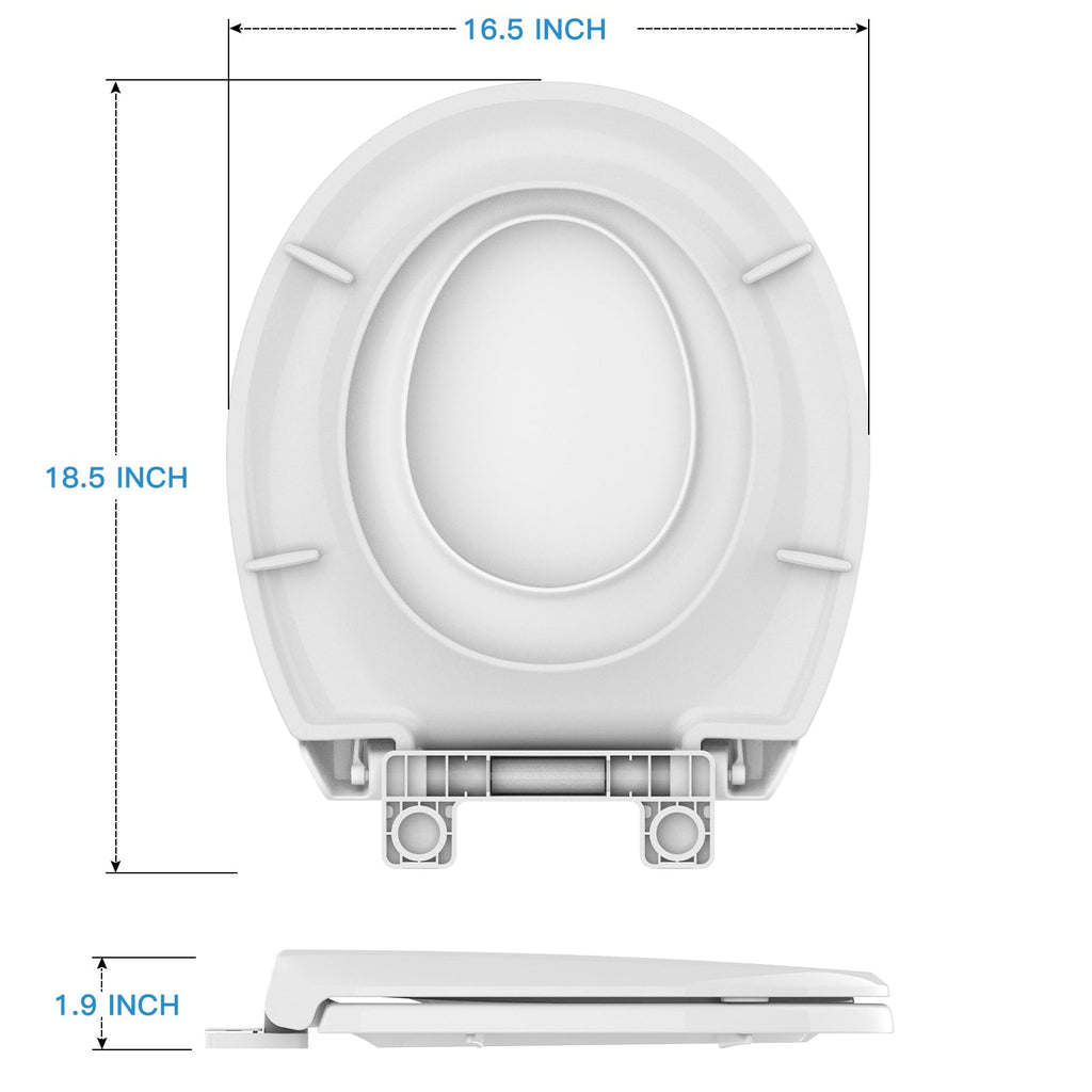 Round Toilet Seat with Built in Toddler Potty Training Toilet Seat, Slow Close & Magnet